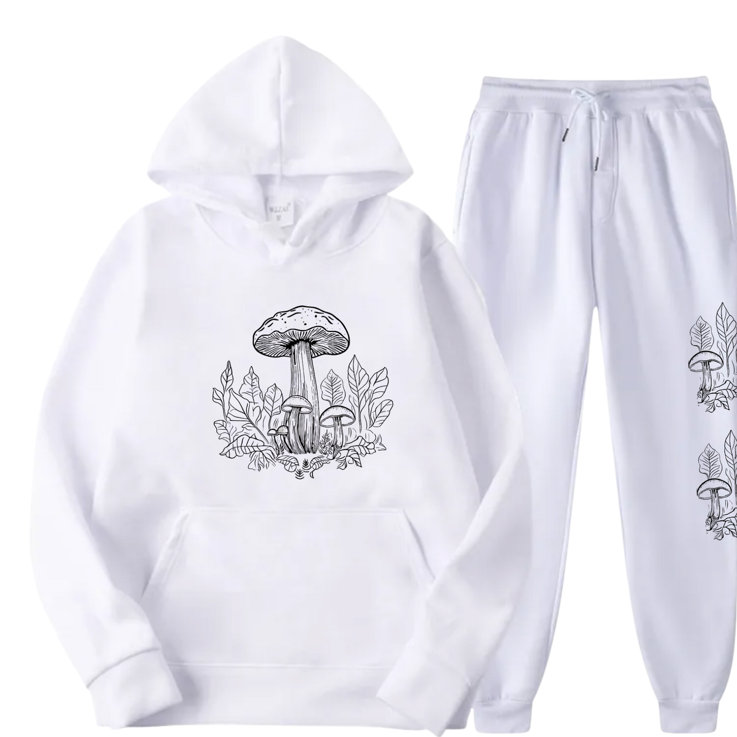 Women's Mushroom Hoodie and Sweatpants Set - Trendy Graphic Print Loungewear