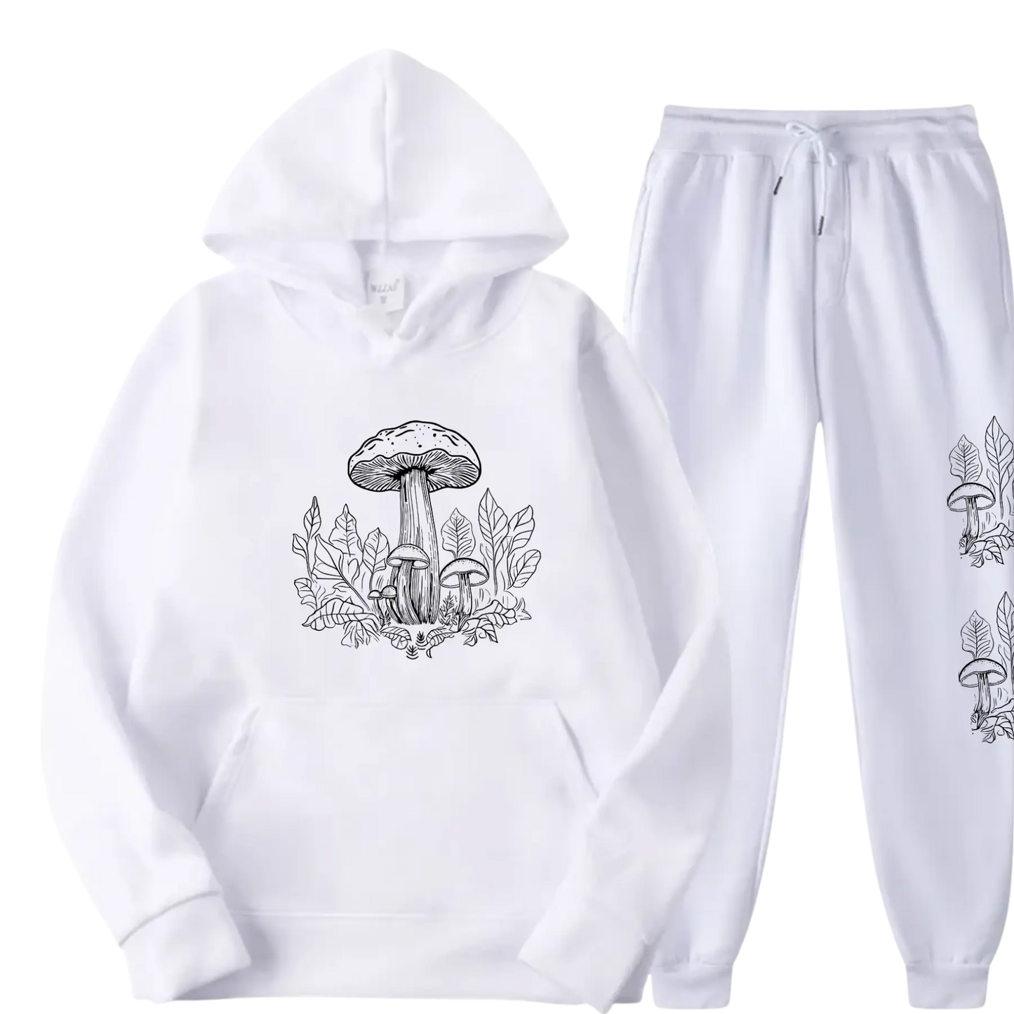 Women's Mushroom Hoodie and Sweatpants Set - Trendy Graphic Print Loungewear