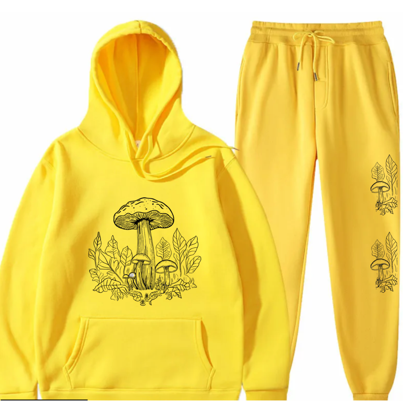 Women's Mushroom Hoodie and Sweatpants Set - Trendy Graphic Print Loungewear
