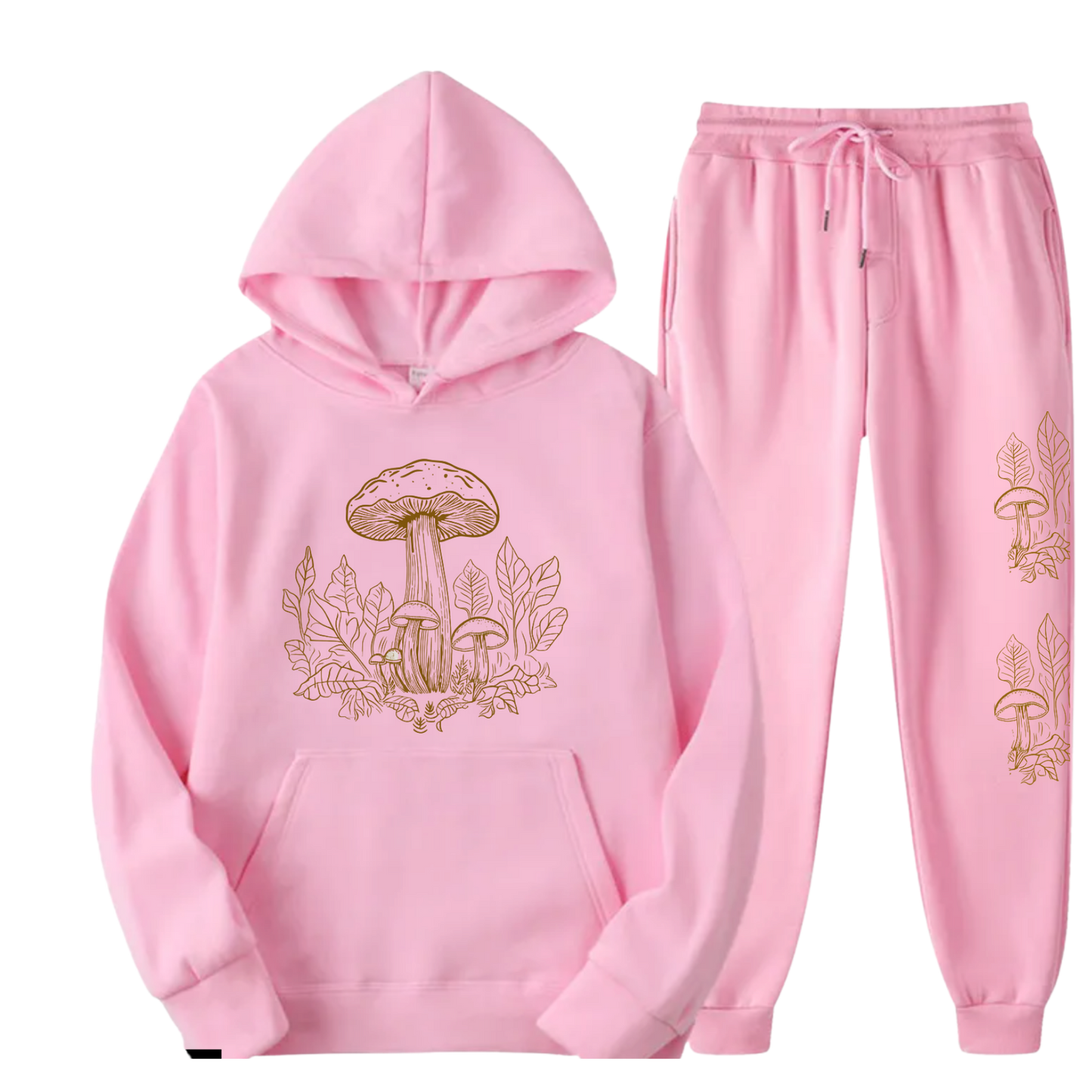 Women's Mushroom Hoodie and Sweatpants Set - Trendy Graphic Print Loungewear