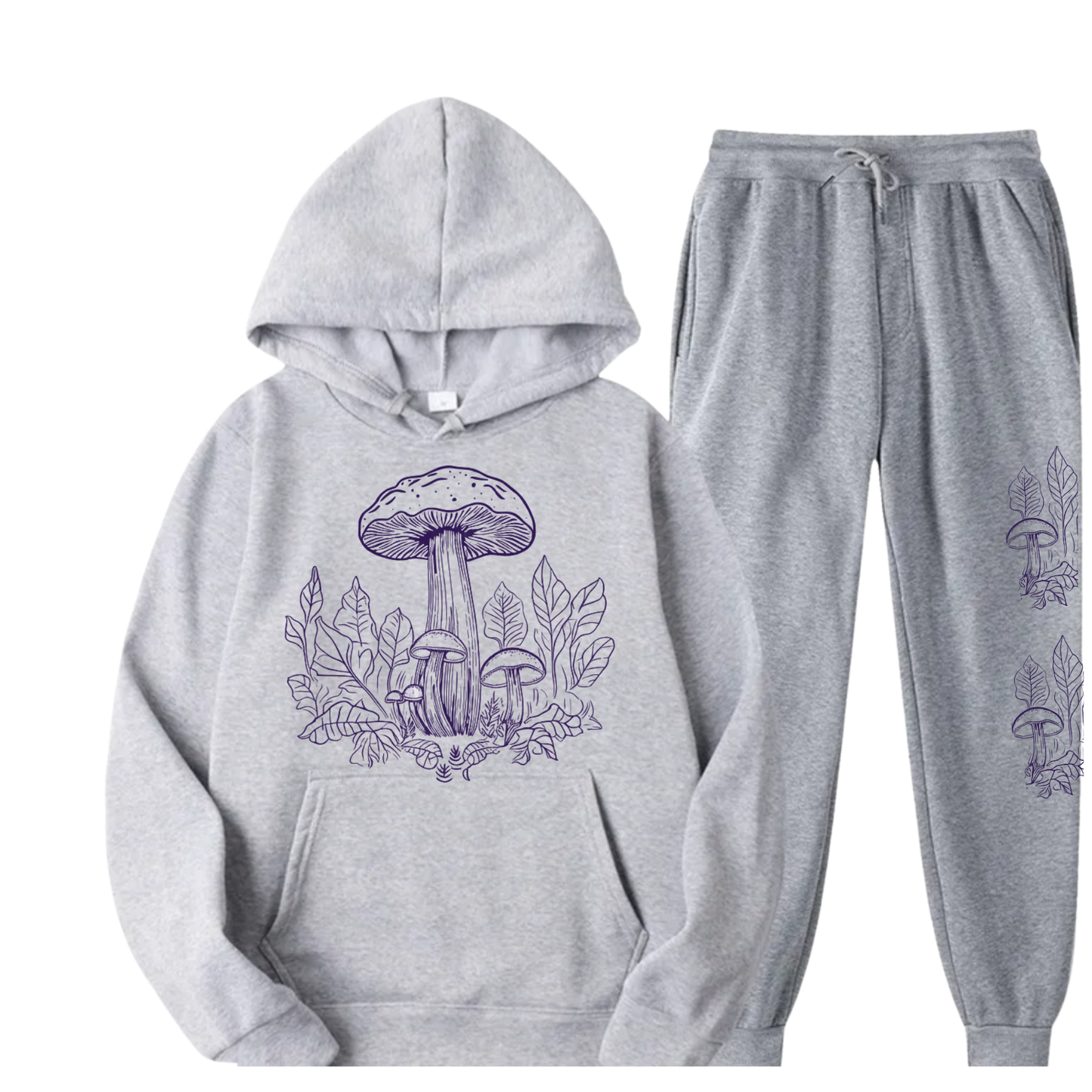 Women's Mushroom Hoodie and Sweatpants Set - Trendy Graphic Print Loungewear