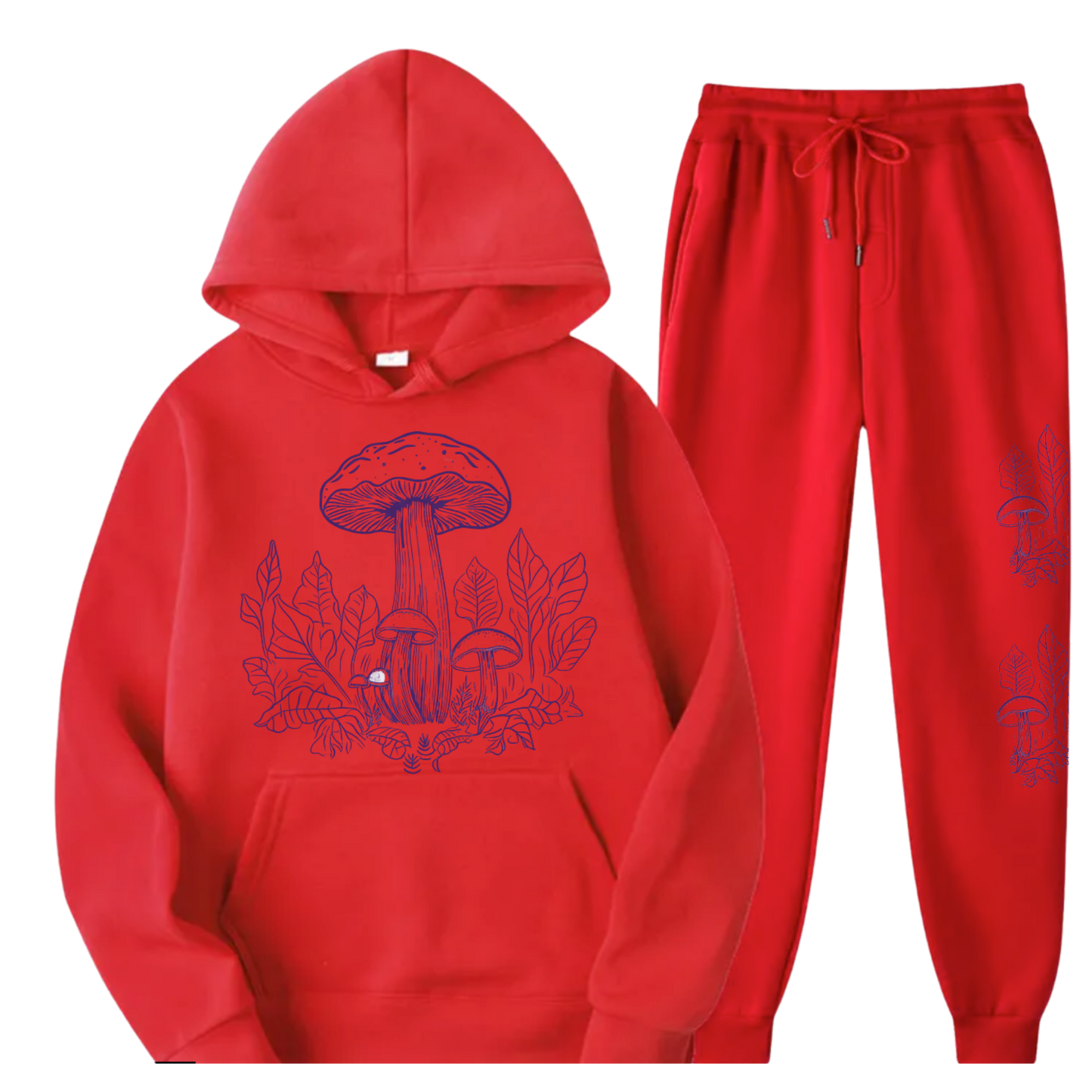 Women's Mushroom Hoodie and Sweatpants Set - Trendy Graphic Print Loungewear