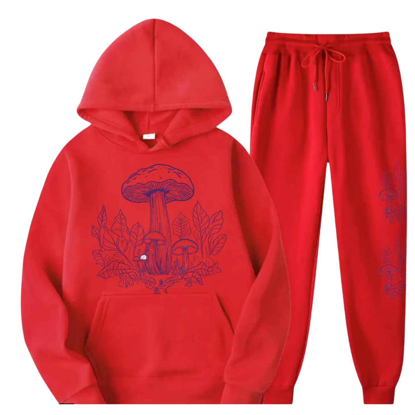 Women's Mushroom Hoodie and Sweatpants Set - Trendy Graphic Print Loungewear