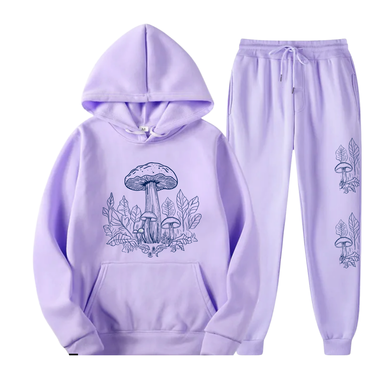 Women's Mushroom Hoodie and Sweatpants Set - Trendy Graphic Print Loungewear