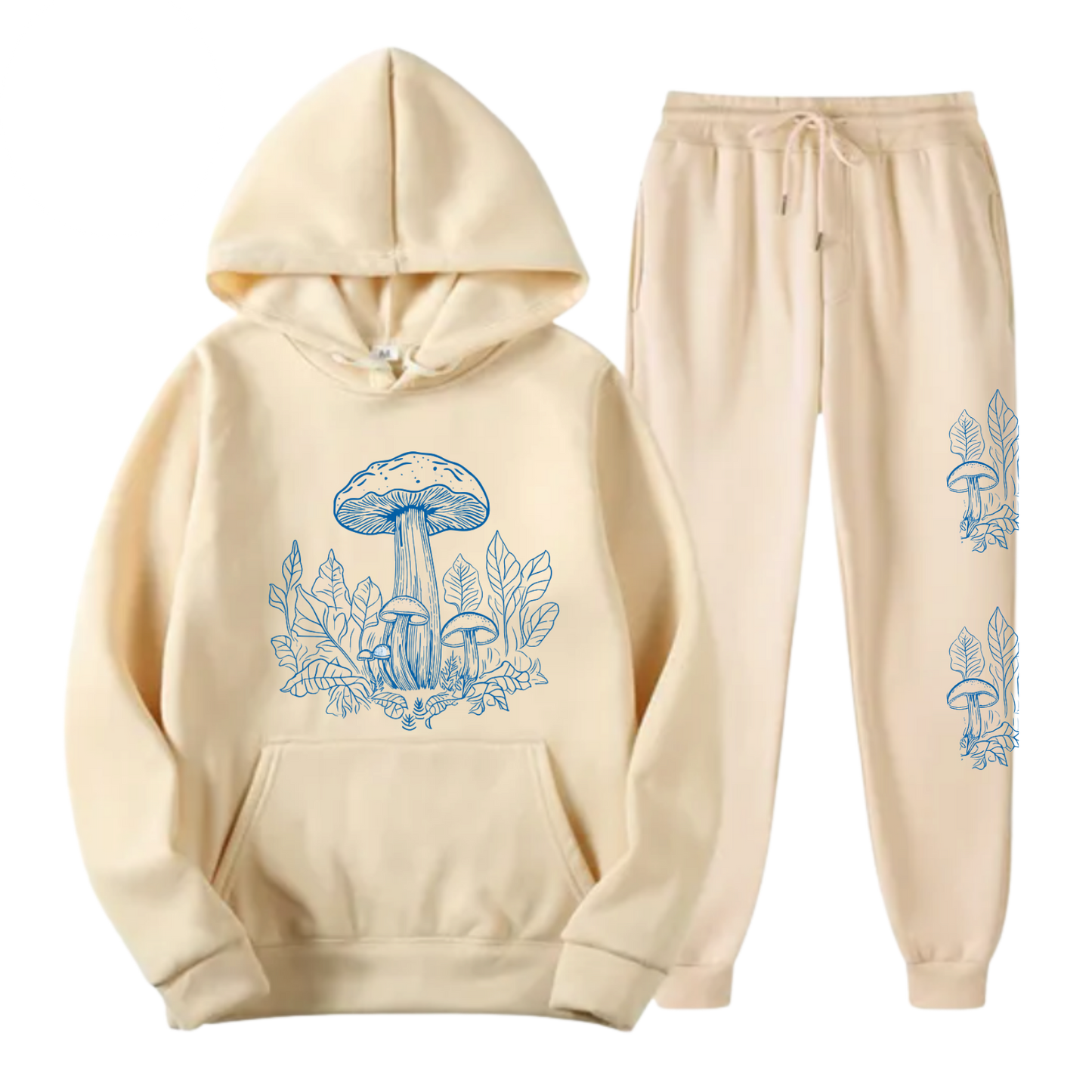 Women's Mushroom Hoodie and Sweatpants Set - Trendy Graphic Print Loungewear