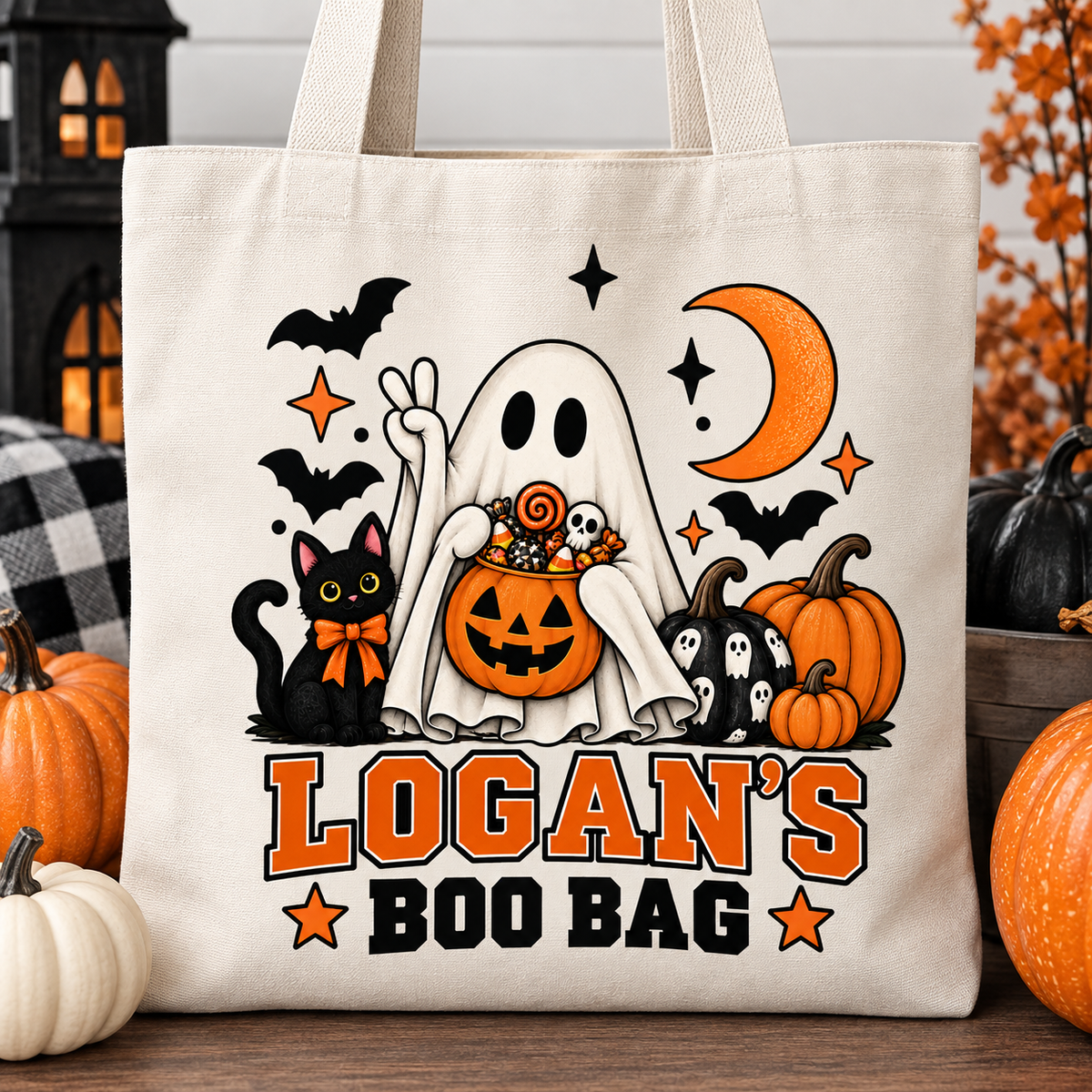 Personalized boy's or girl's Halloween Boo Bag – Custom Trick-or-Treat Candy Bag