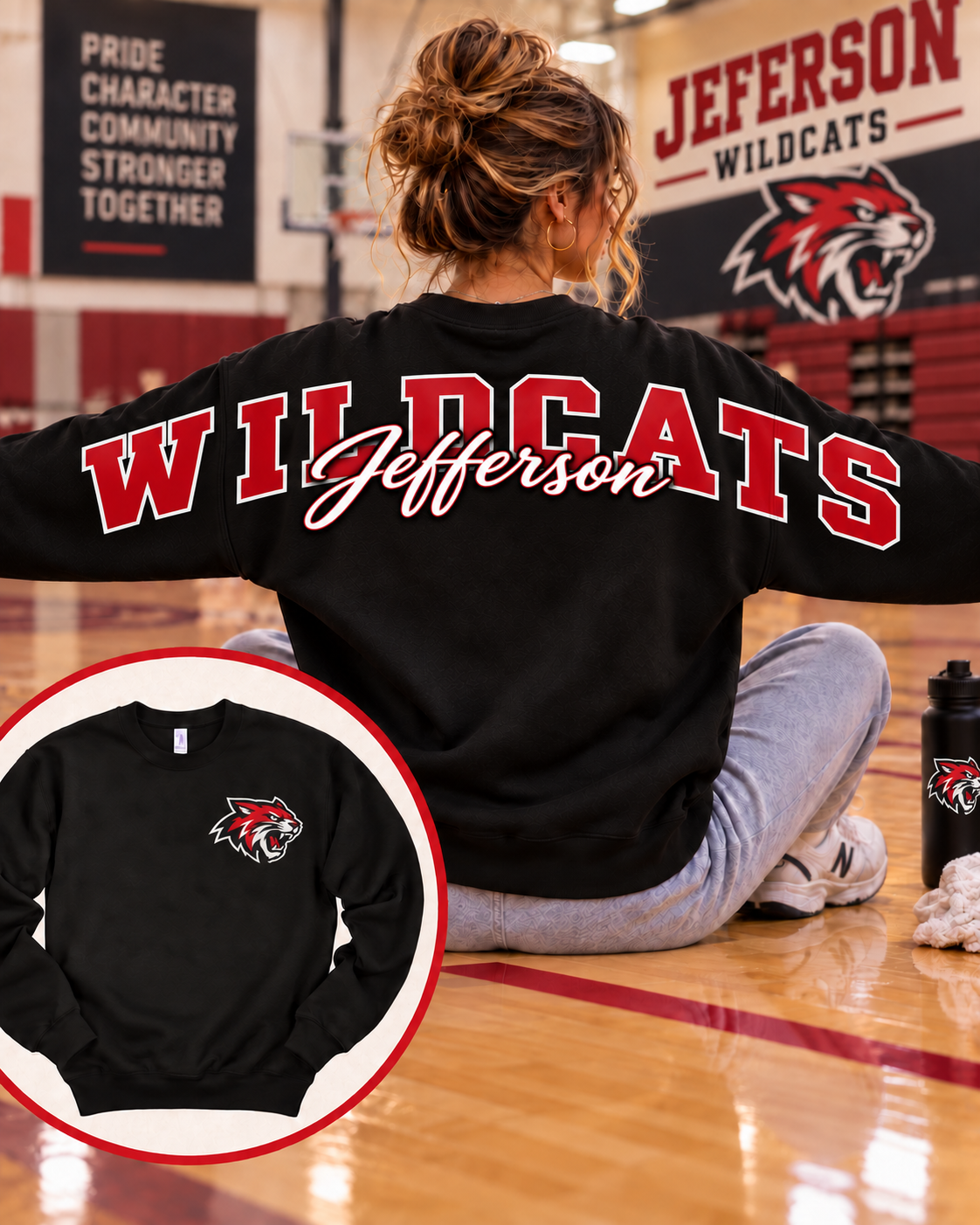 Custom School Spirit Crewneck Sweatshirt | Personalized Mascot & School Colors