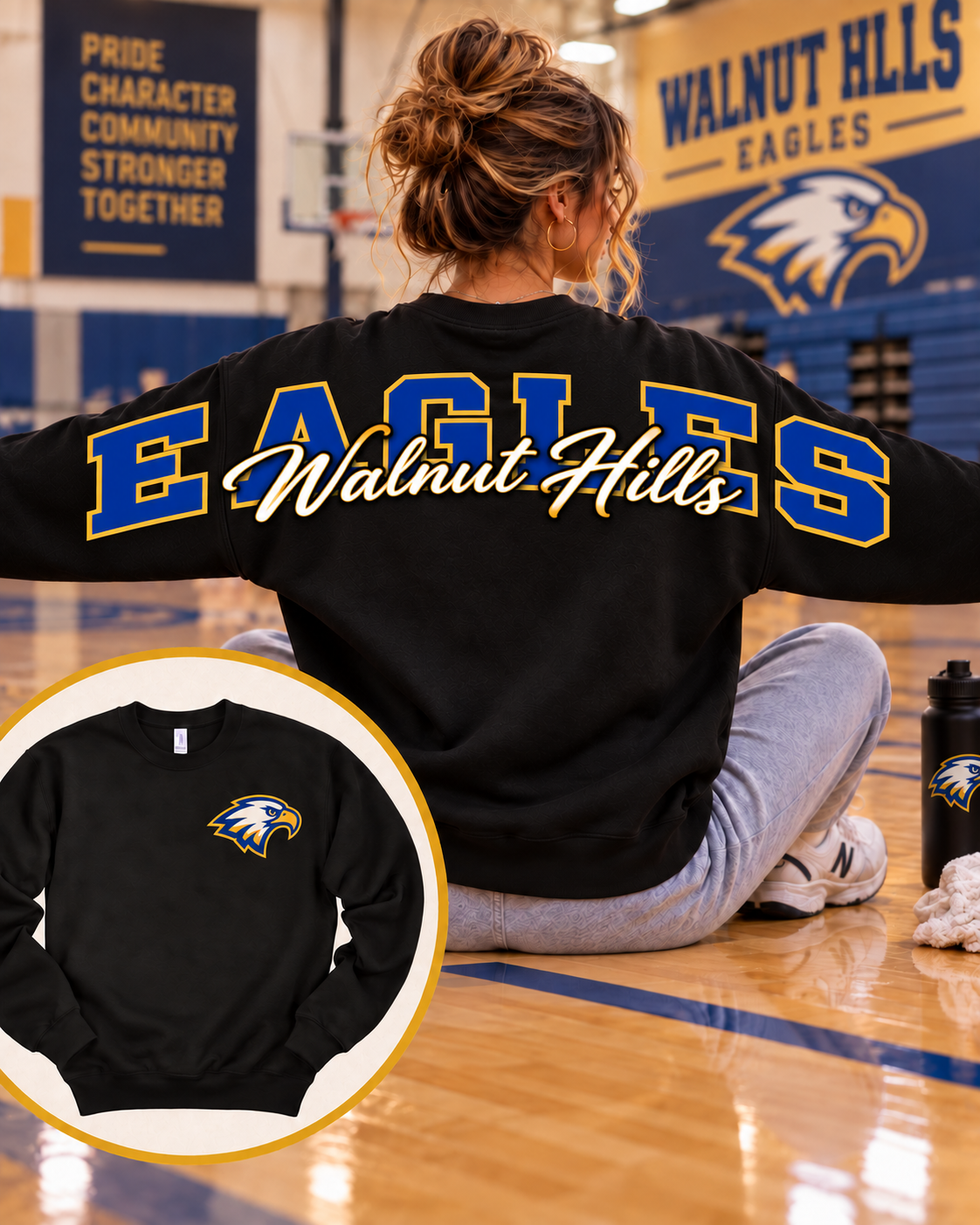 Custom School Spirit Crewneck Sweatshirt | Personalized Mascot & School Colors
