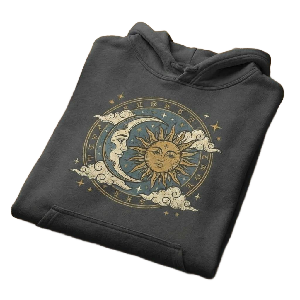 Celestial Floral Graphic T-Shirt ‚Äì Available in Black, Grey, Blue, and Pink