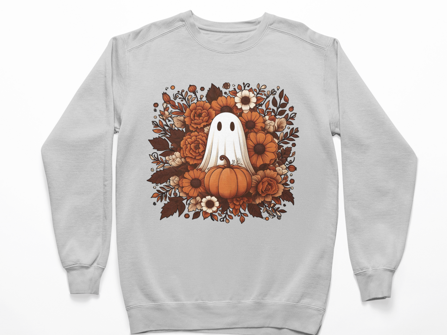 Adorable Ghost and Pumpkin Sweatshirt - Spooky Chic for Fall