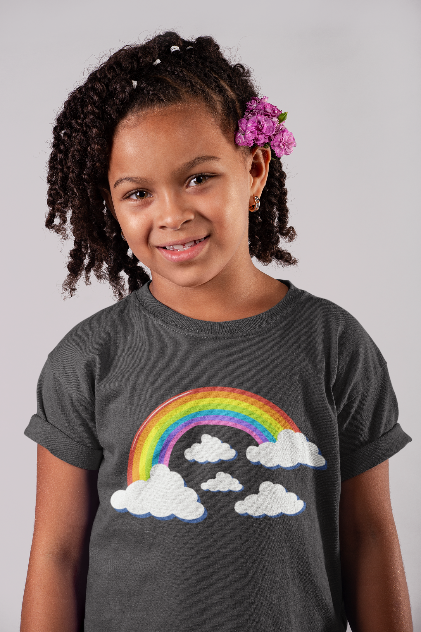 Vibrant Girls Rainbow & Clouds T-Shirt