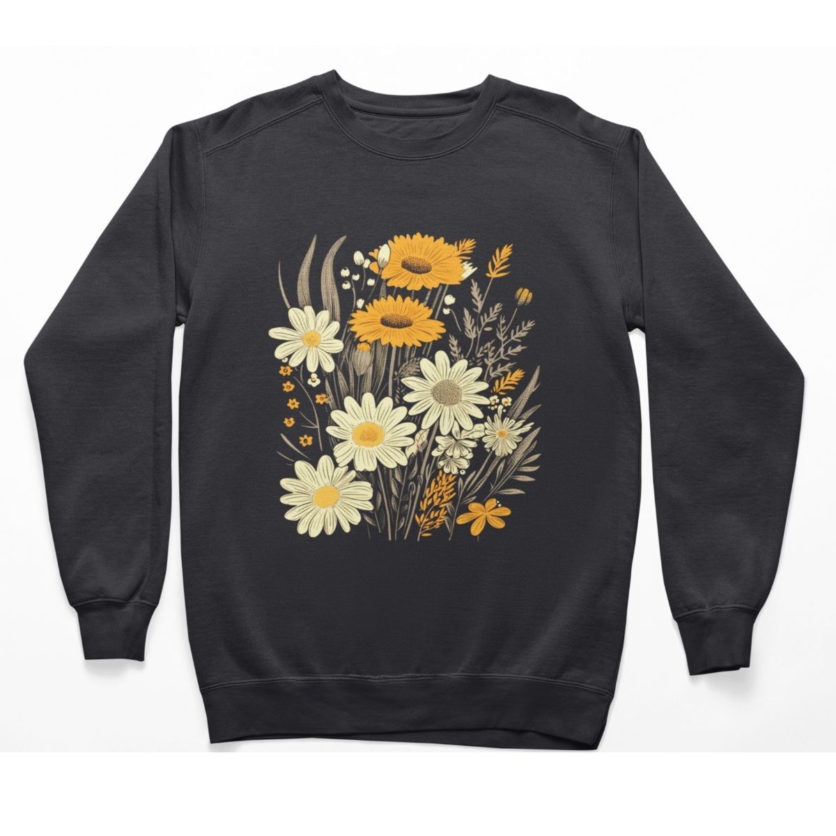 Floral Sweatshirt with Sunflowers & Daisies, Cozy Sweatshirt, Nature Inspired