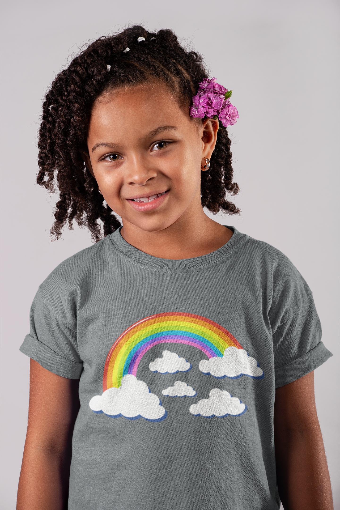 Vibrant Girls Rainbow & Clouds T-Shirt