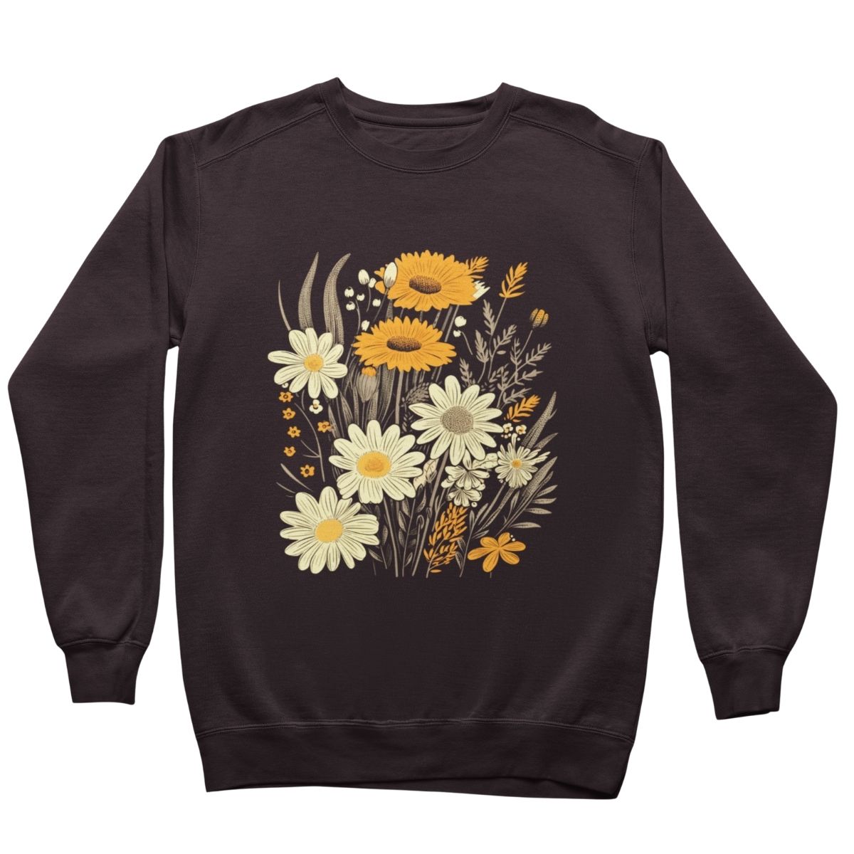 Floral Sweatshirt with Sunflowers & Daisies, Cozy Sweatshirt, Nature Inspired