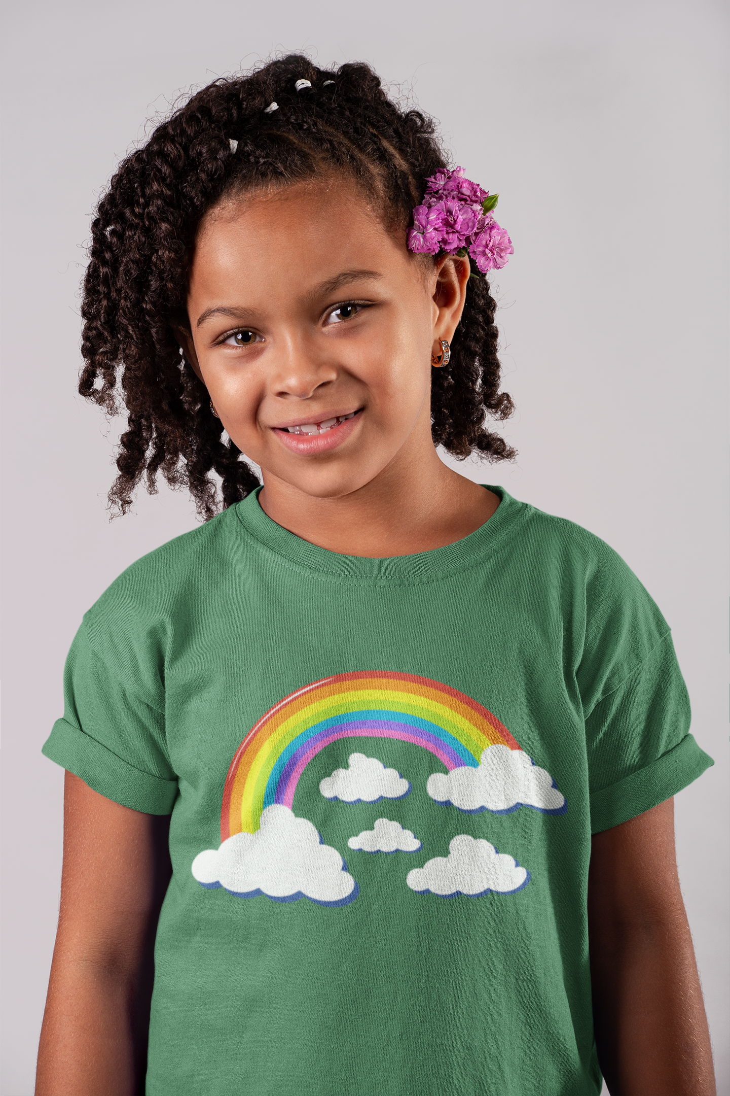 Vibrant Girls Rainbow & Clouds T-Shirt