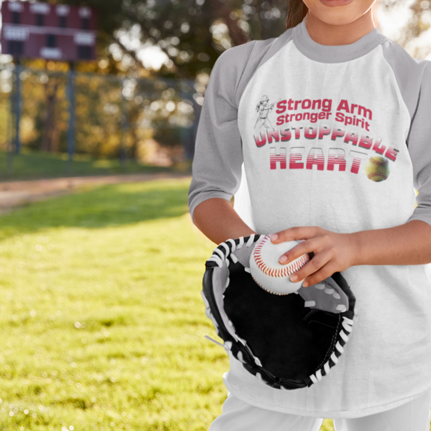 Strong arm-Stronger heart Youth. Softball tee