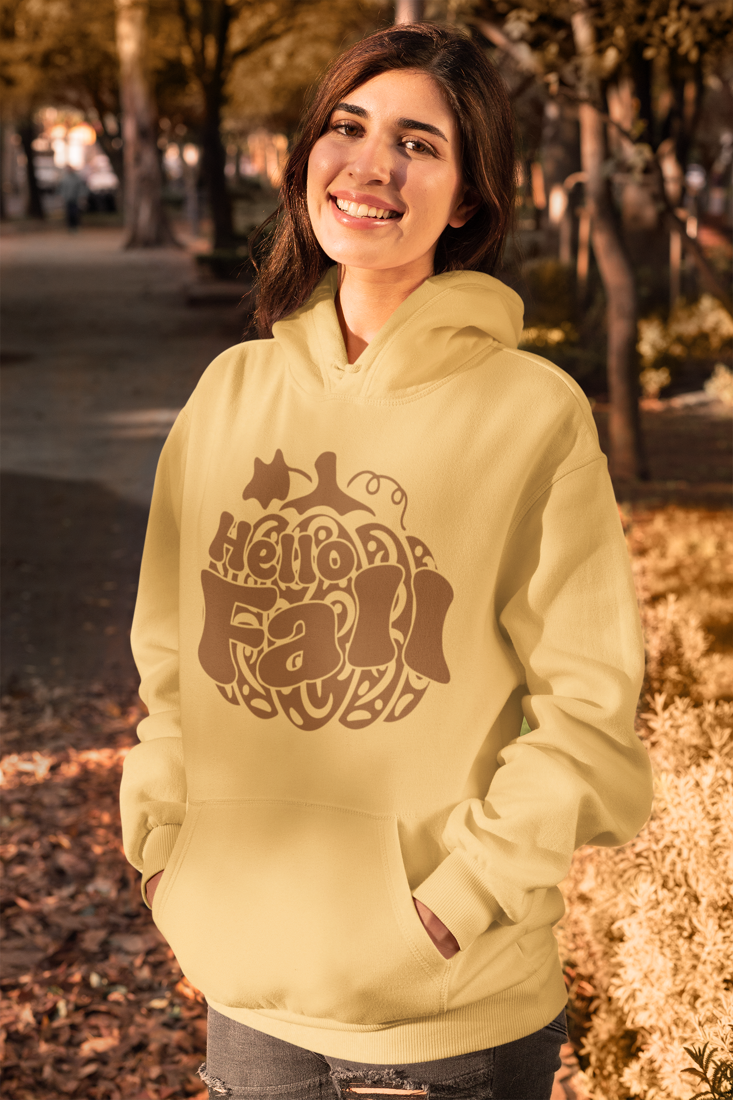 Hello Fall Sweatshirt - Cozy Autumn Pumpkin Graphic Pullover for Women