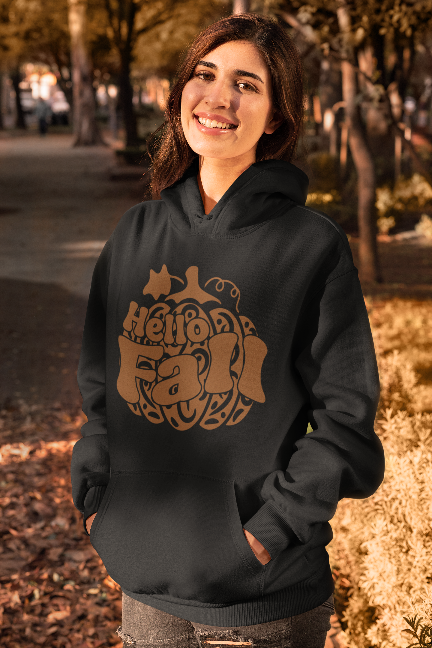 Hello Fall Sweatshirt - Cozy Autumn Pumpkin Graphic Pullover for Women