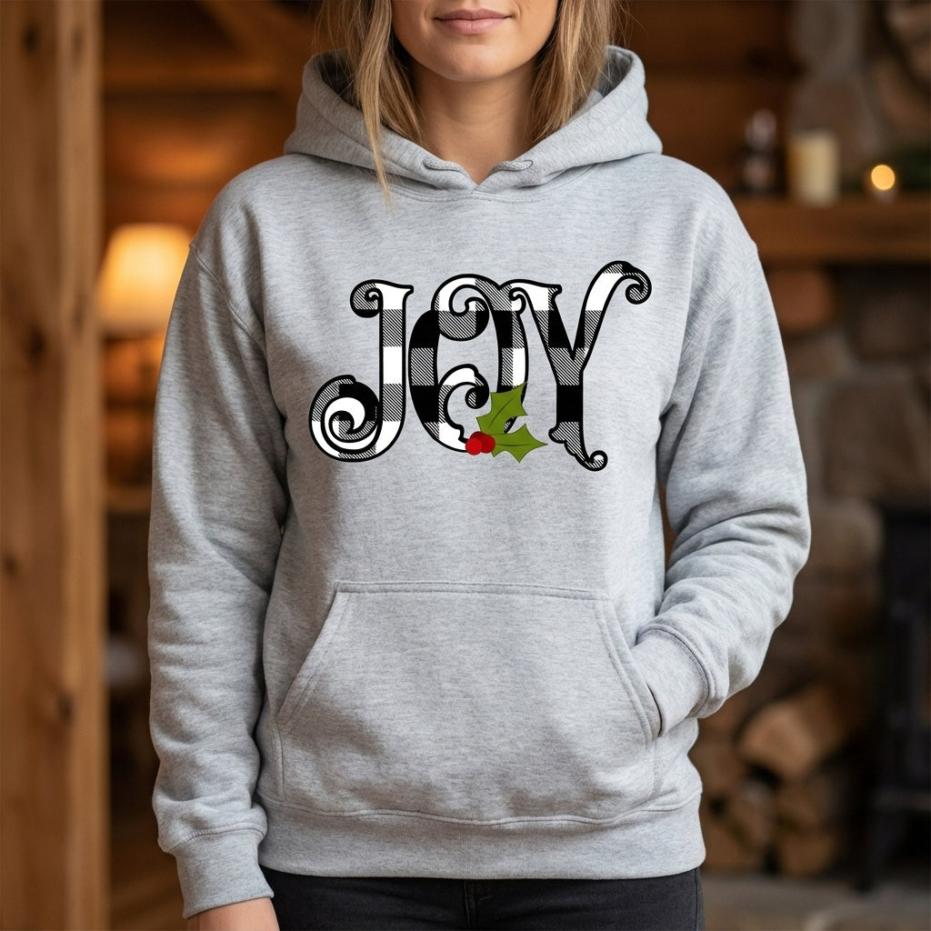 JOY Buffalo Plaid Christmas Sweatshirt Holiday Crewneck Pullover Fast Ship USA
