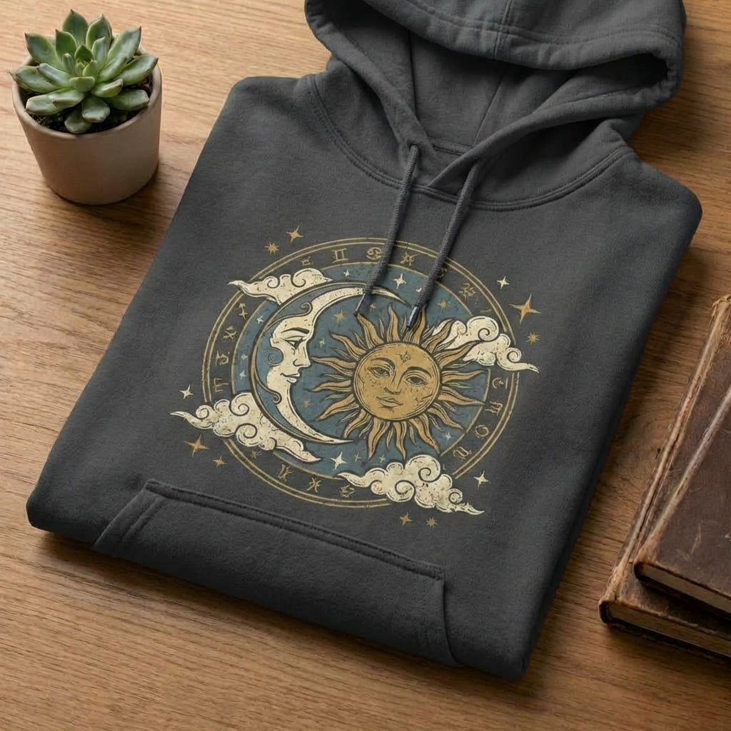 Celestial Floral Graphic T-Shirt ‚Äì Available in Black, Grey, Blue, and Pink