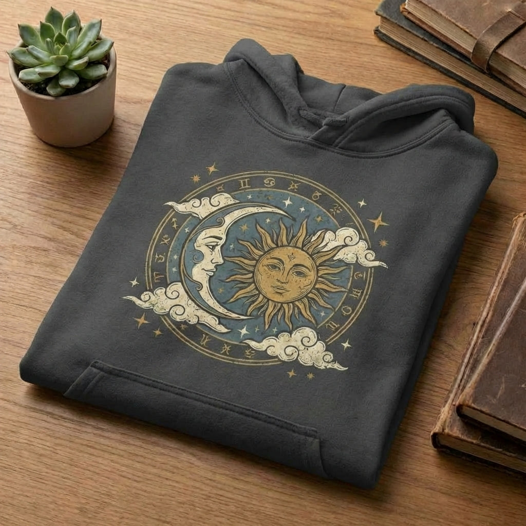 Celestial Floral Graphic T-Shirt ‚Äì Available in Black, Grey, Blue, and Pink