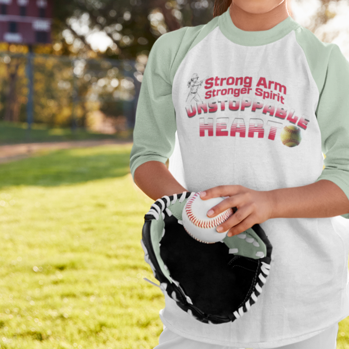 Strong arm-Stronger heart Youth. Softball tee