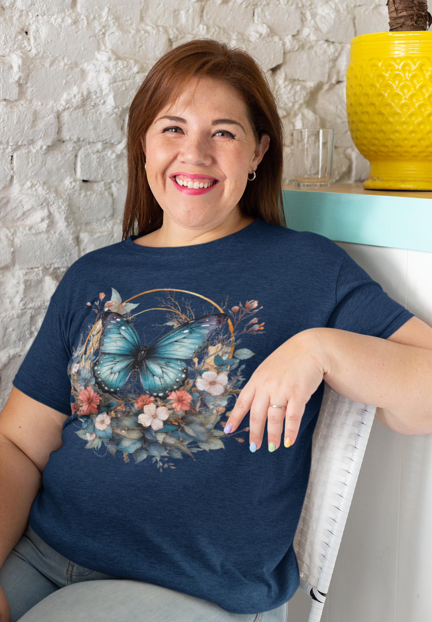 Vintage look Butterfly Cottage Graphic Shirt for Women