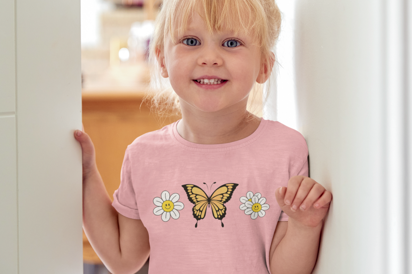 Butterfly and Daisy  girls t shirt