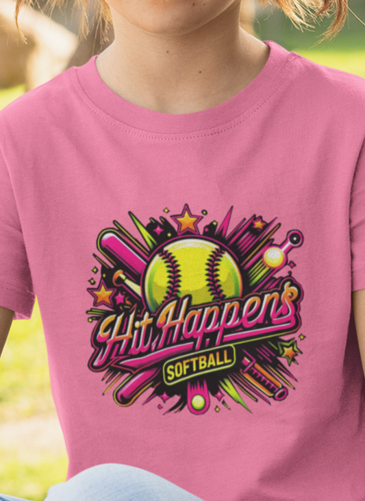 "HIT HAPPENS" YOUTH SOFTBALL TEE