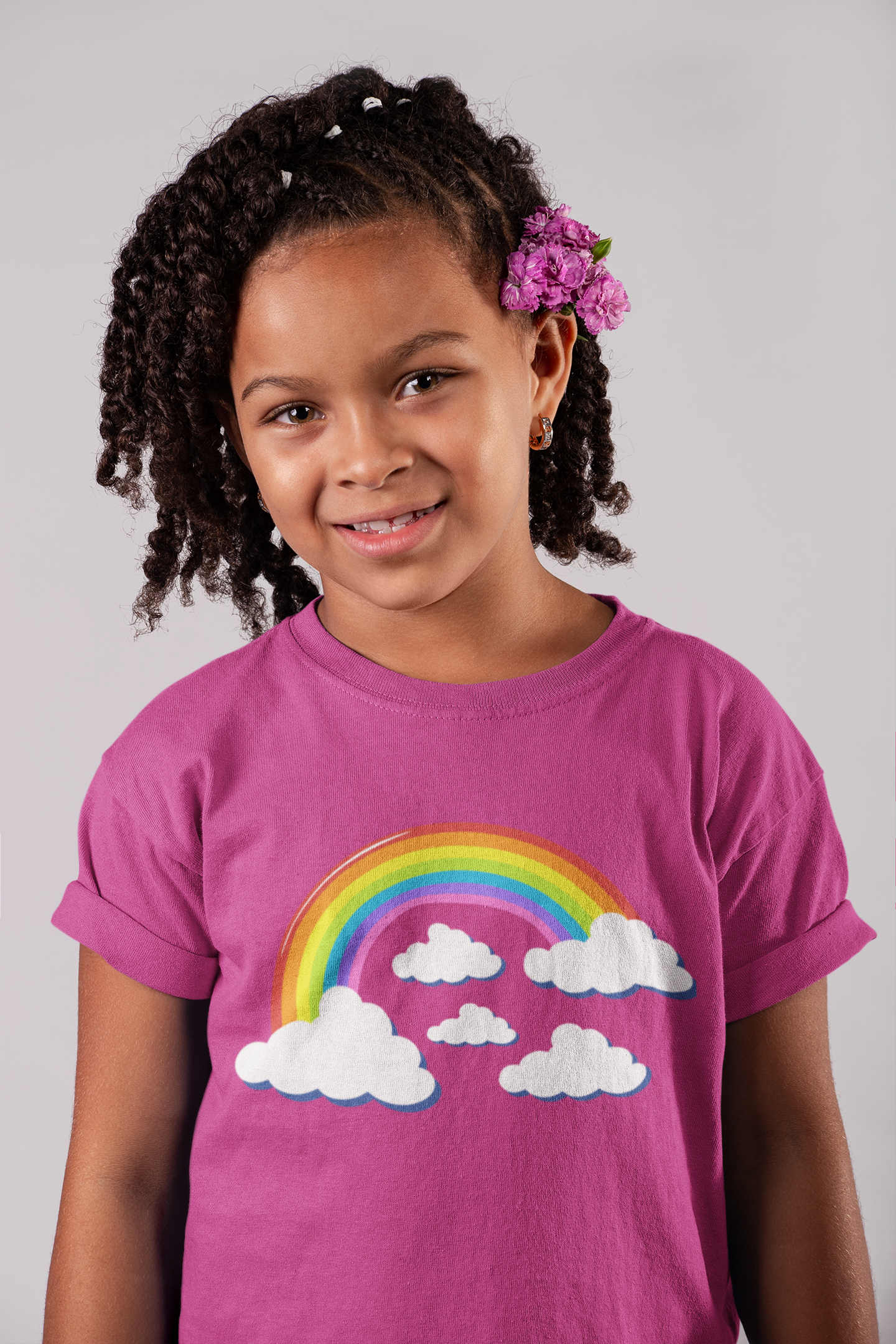 Vibrant Girls Rainbow & Clouds T-Shirt