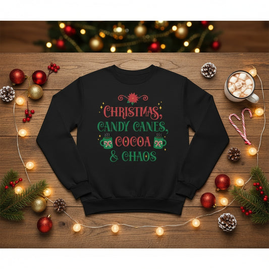 Kids Christmas Sweatshirt, Cute Santa, Gingerbread & Holiday Tree Sweatshirt