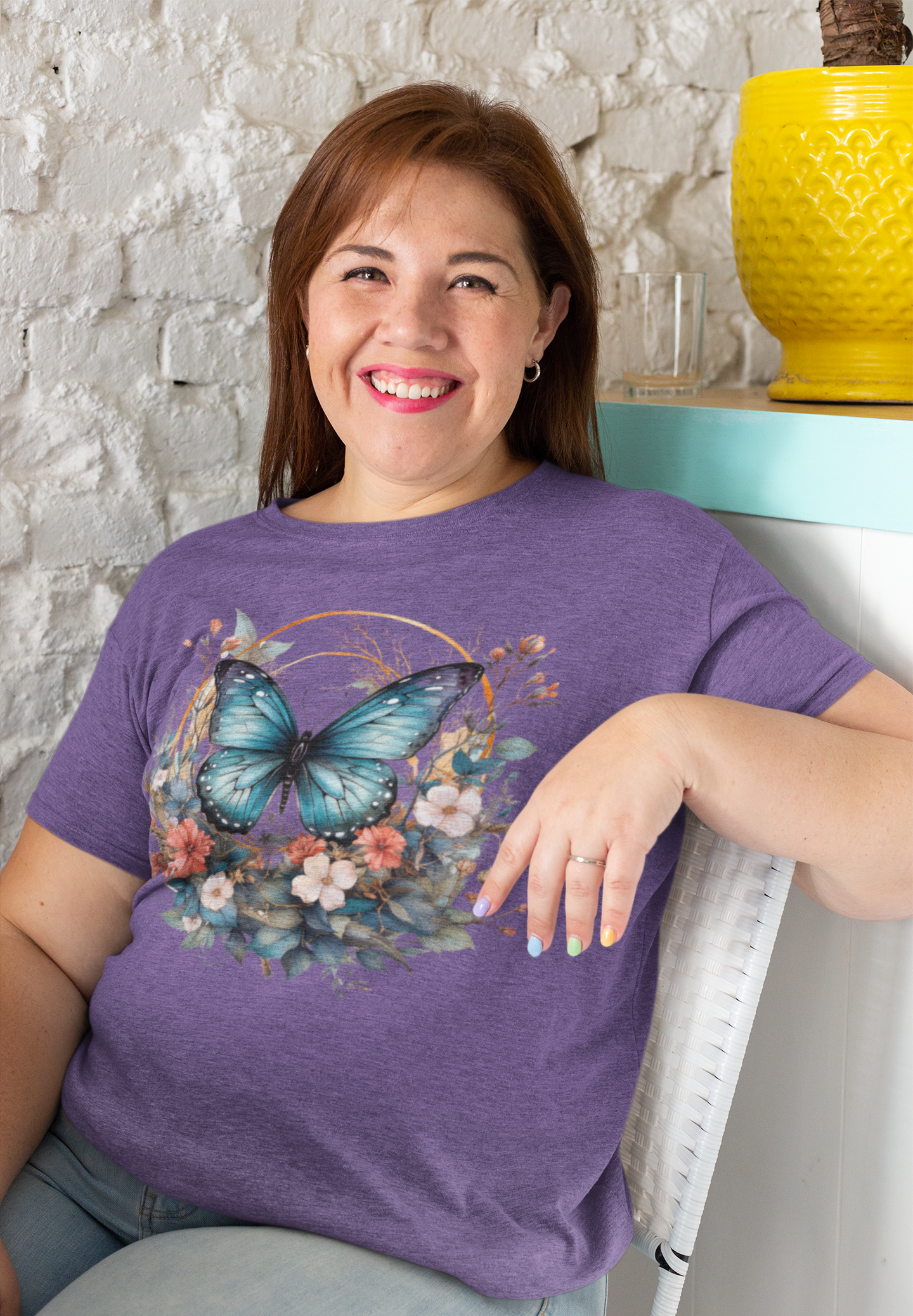 Vintage look Butterfly Cottage Graphic Shirt for Women