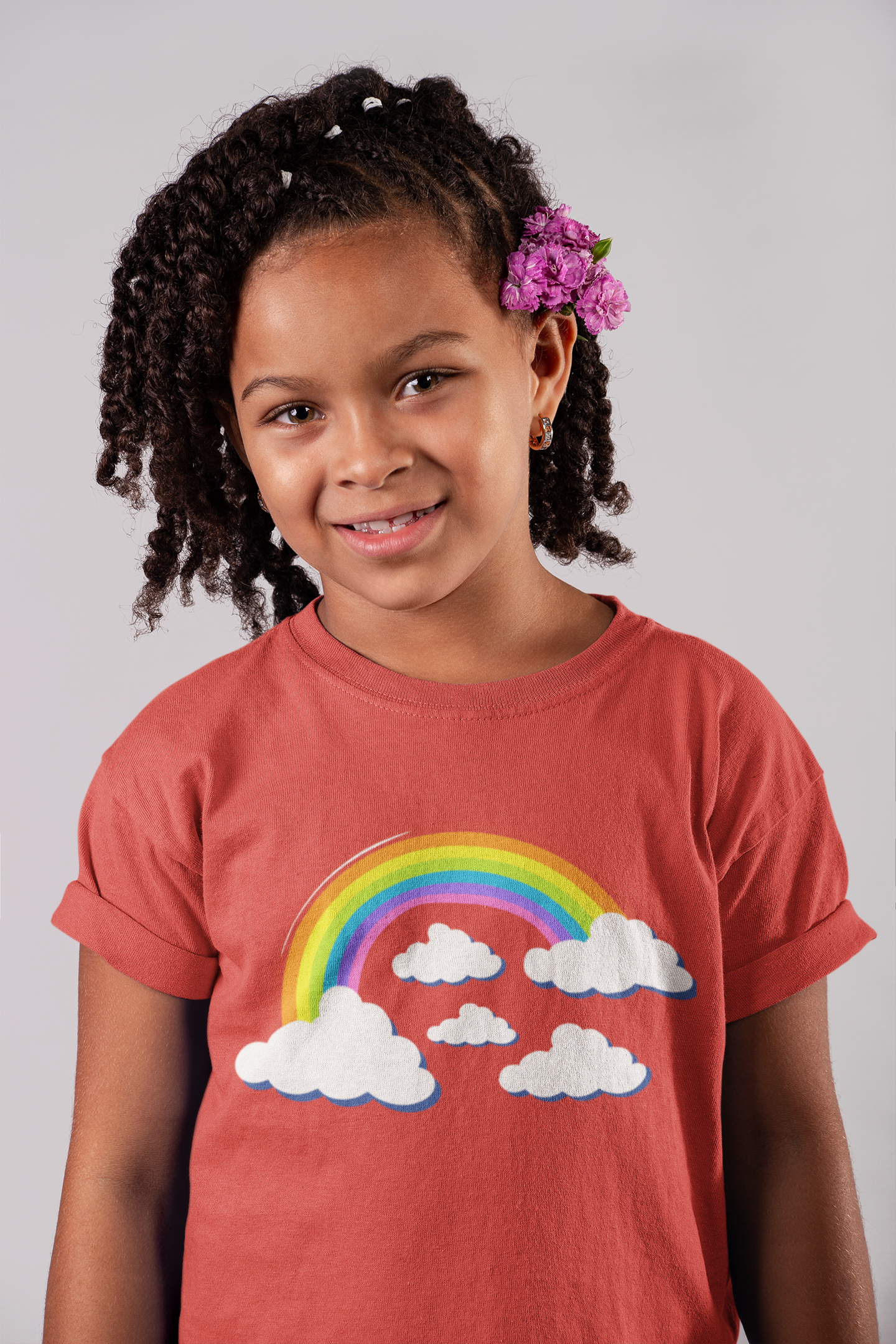 Vibrant Girls Rainbow & Clouds T-Shirt