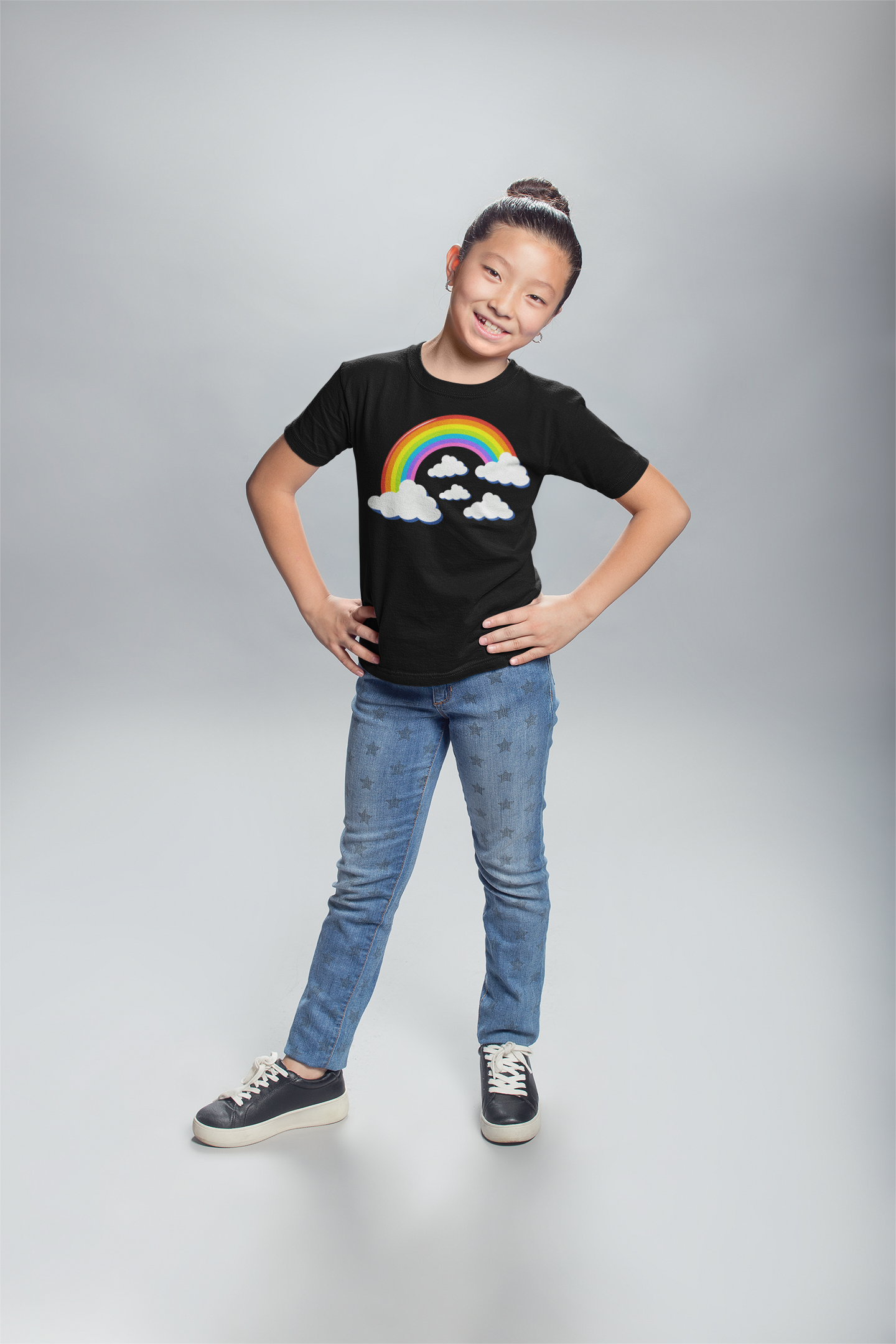 Vibrant Girls Rainbow & Clouds T-Shirt