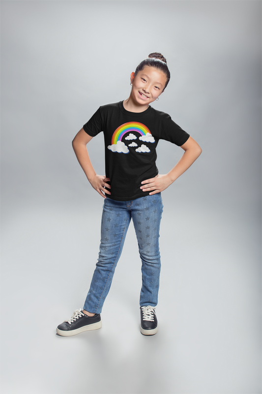 Vibrant Girls Rainbow & Clouds T-Shirt