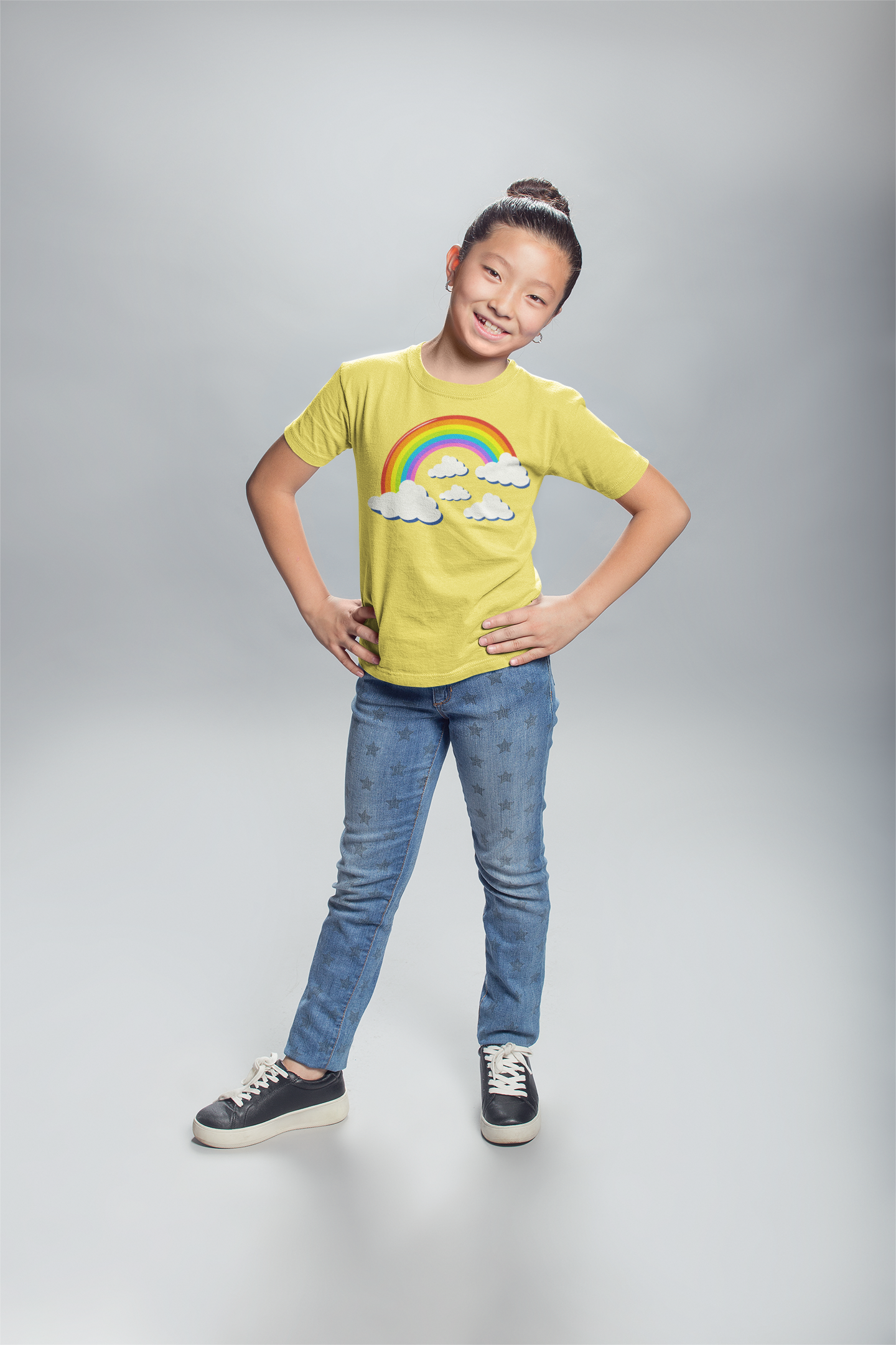 Vibrant Girls Rainbow & Clouds T-Shirt
