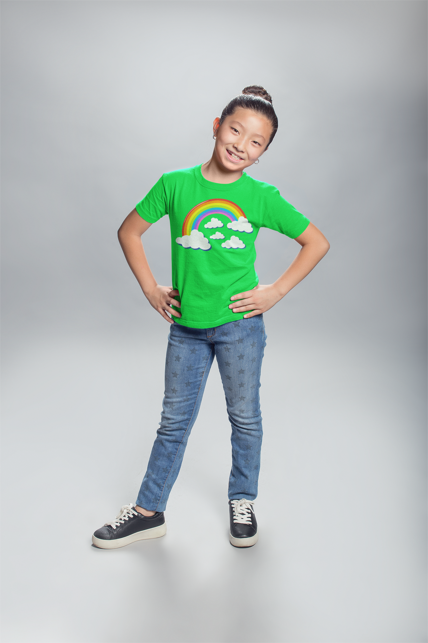 Vibrant Girls Rainbow & Clouds T-Shirt