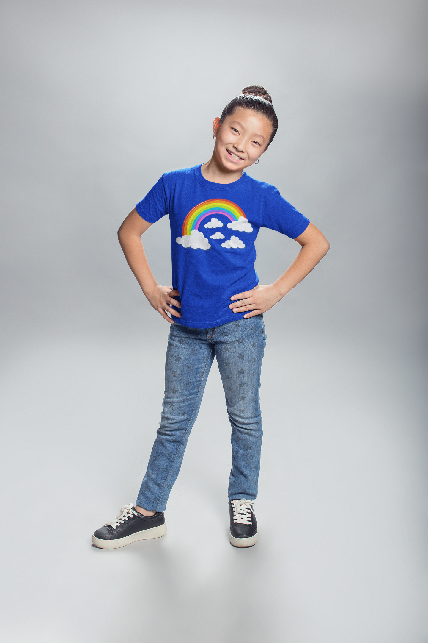Vibrant Girls Rainbow & Clouds T-Shirt