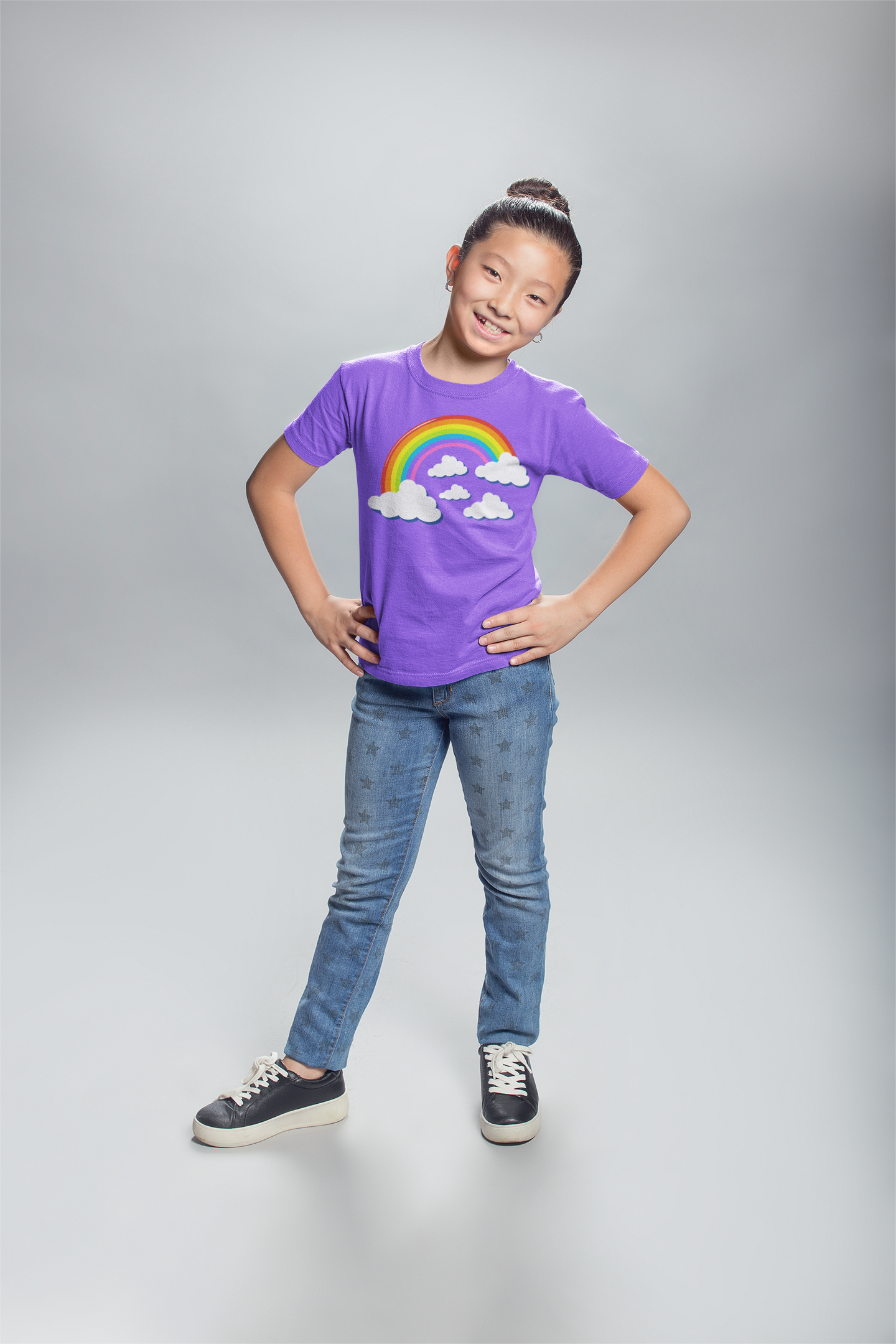 Vibrant Girls Rainbow & Clouds T-Shirt