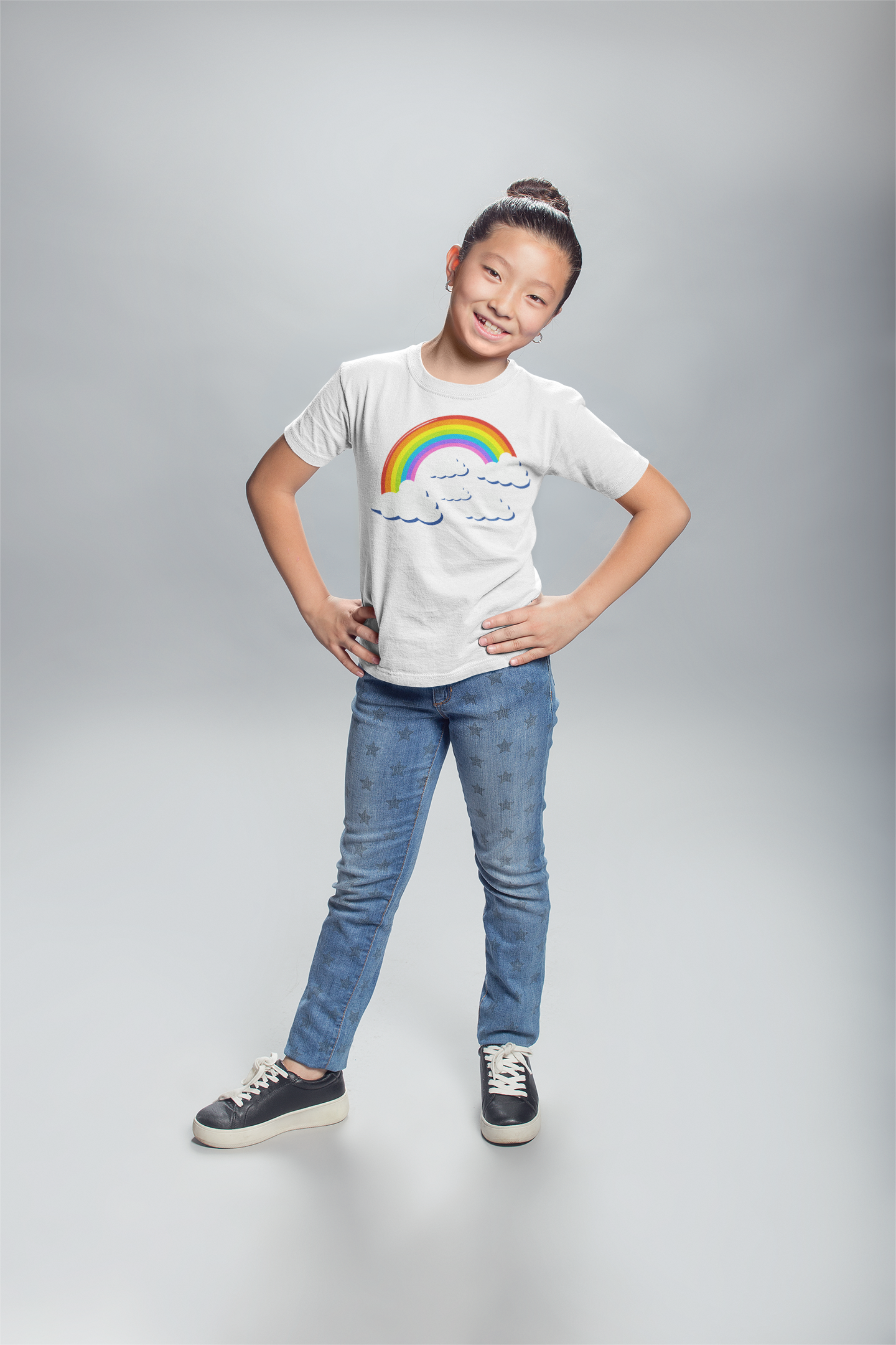 Vibrant Girls Rainbow & Clouds T-Shirt