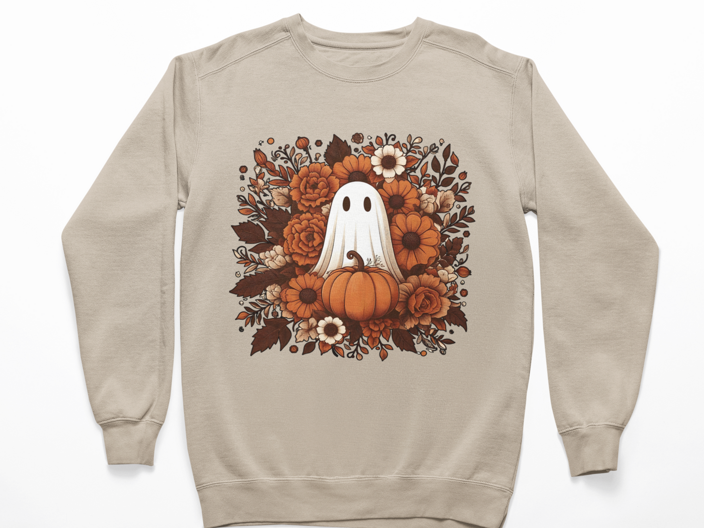 Adorable Ghost and Pumpkin Sweatshirt - Spooky Chic for Fall