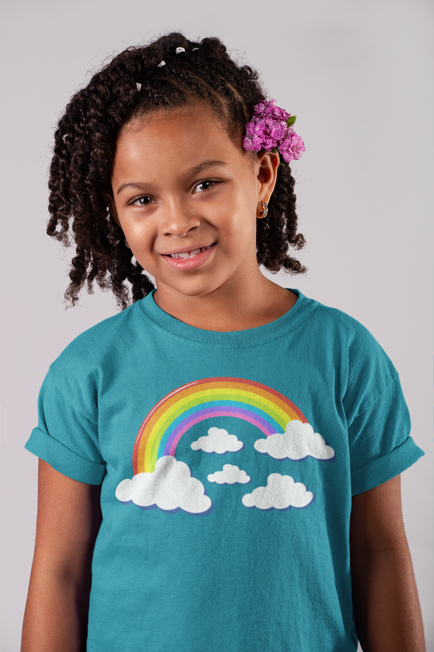 Vibrant Girls Rainbow & Clouds T-Shirt