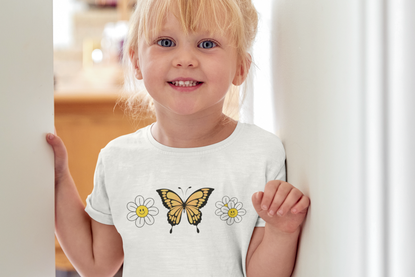 Butterfly and Daisy  girls t shirt