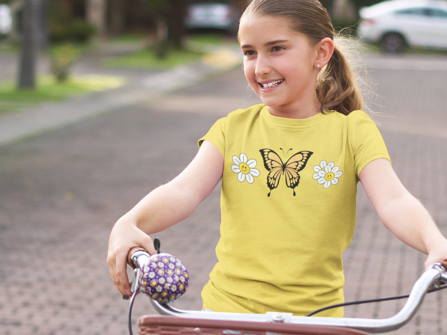 Butterfly and Daisy  girls t shirt