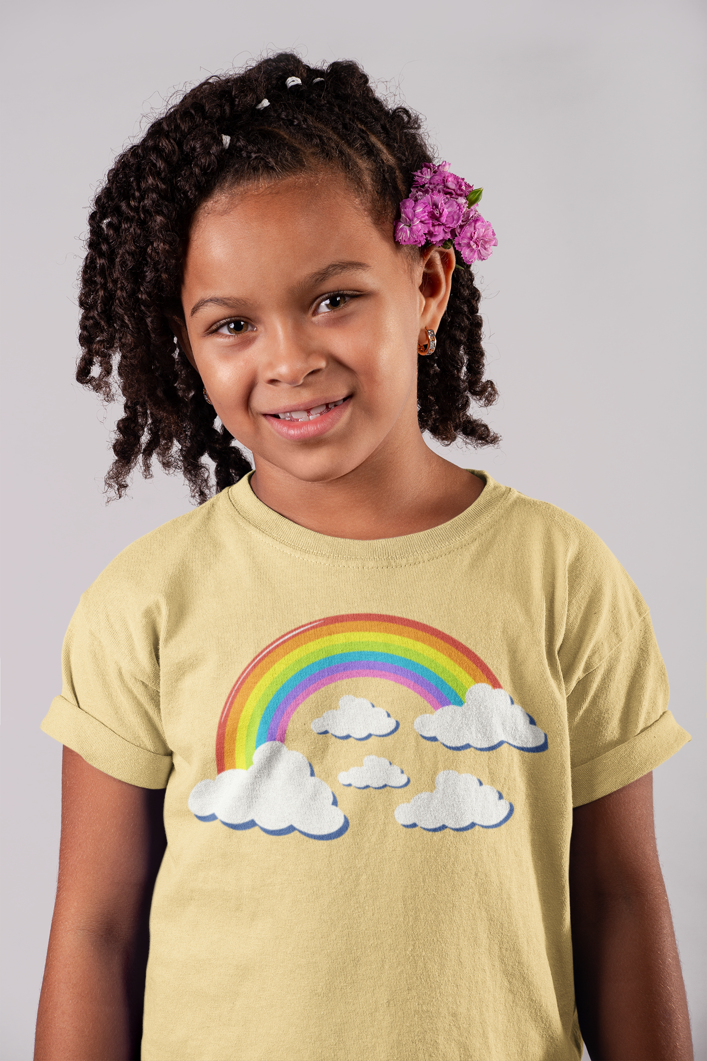 Vibrant Girls Rainbow & Clouds T-Shirt