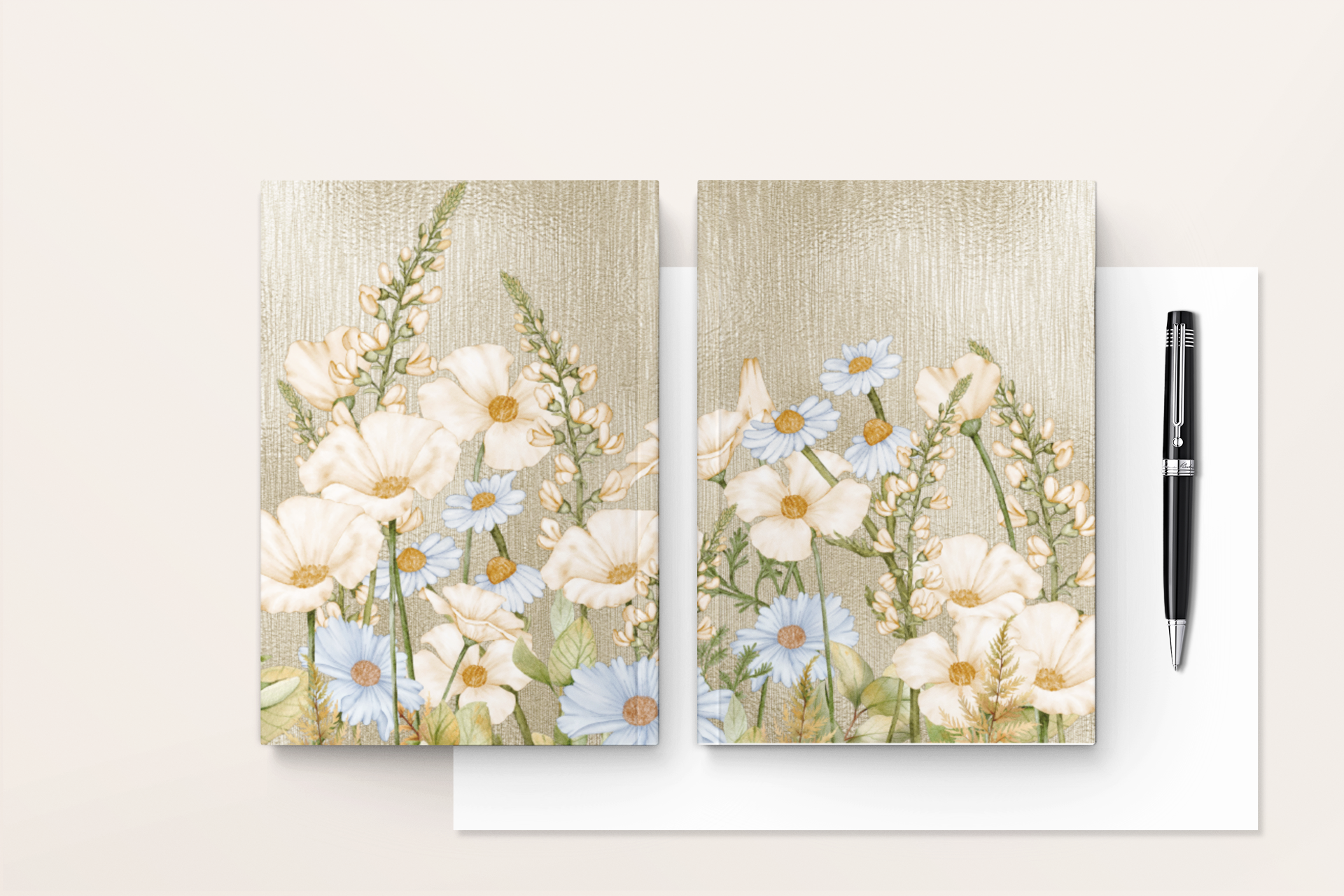 Hardcover Leather Journal--Champaign  Floral