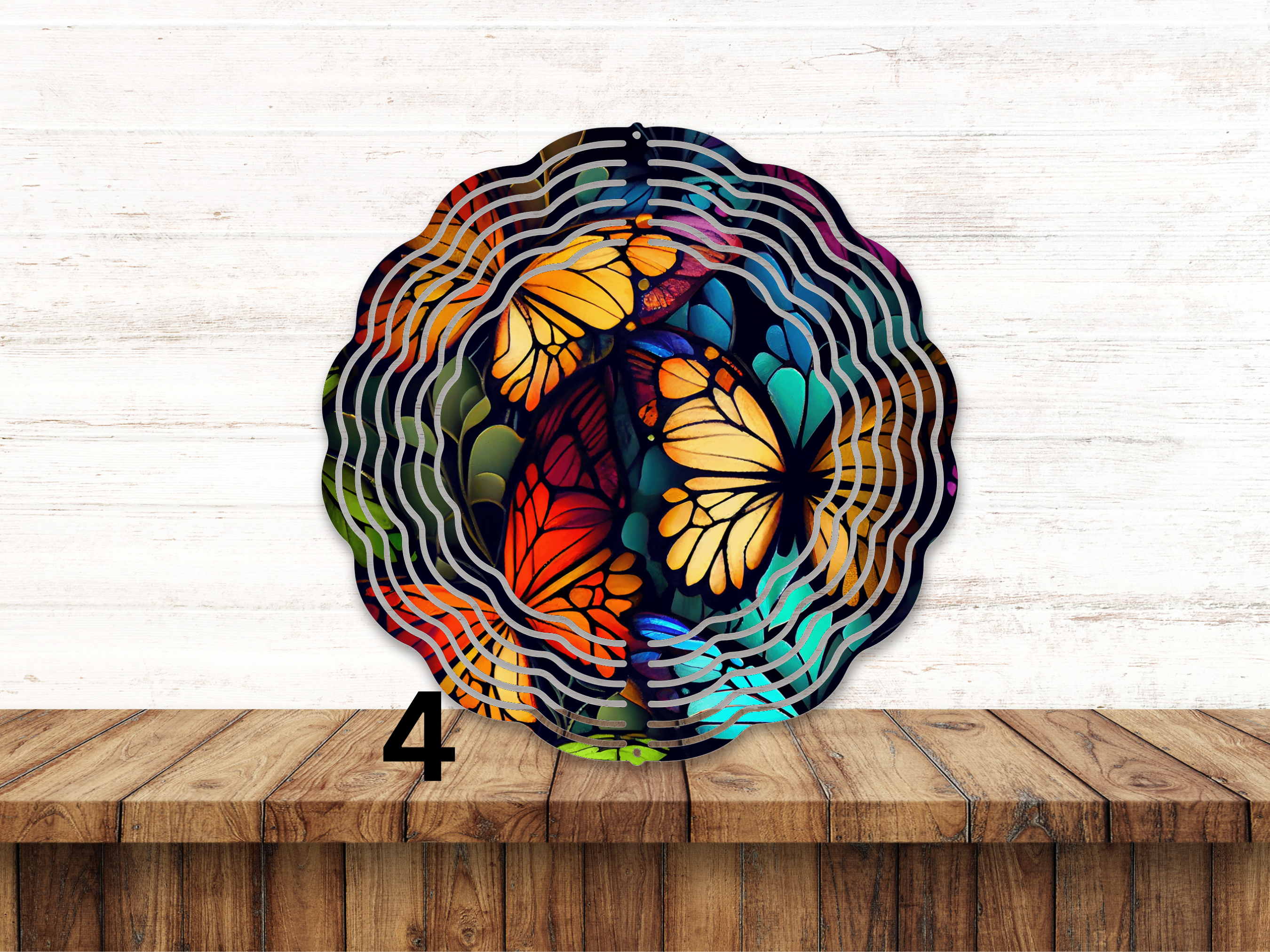 Stained Glass Look Butterfly Wind Spinner