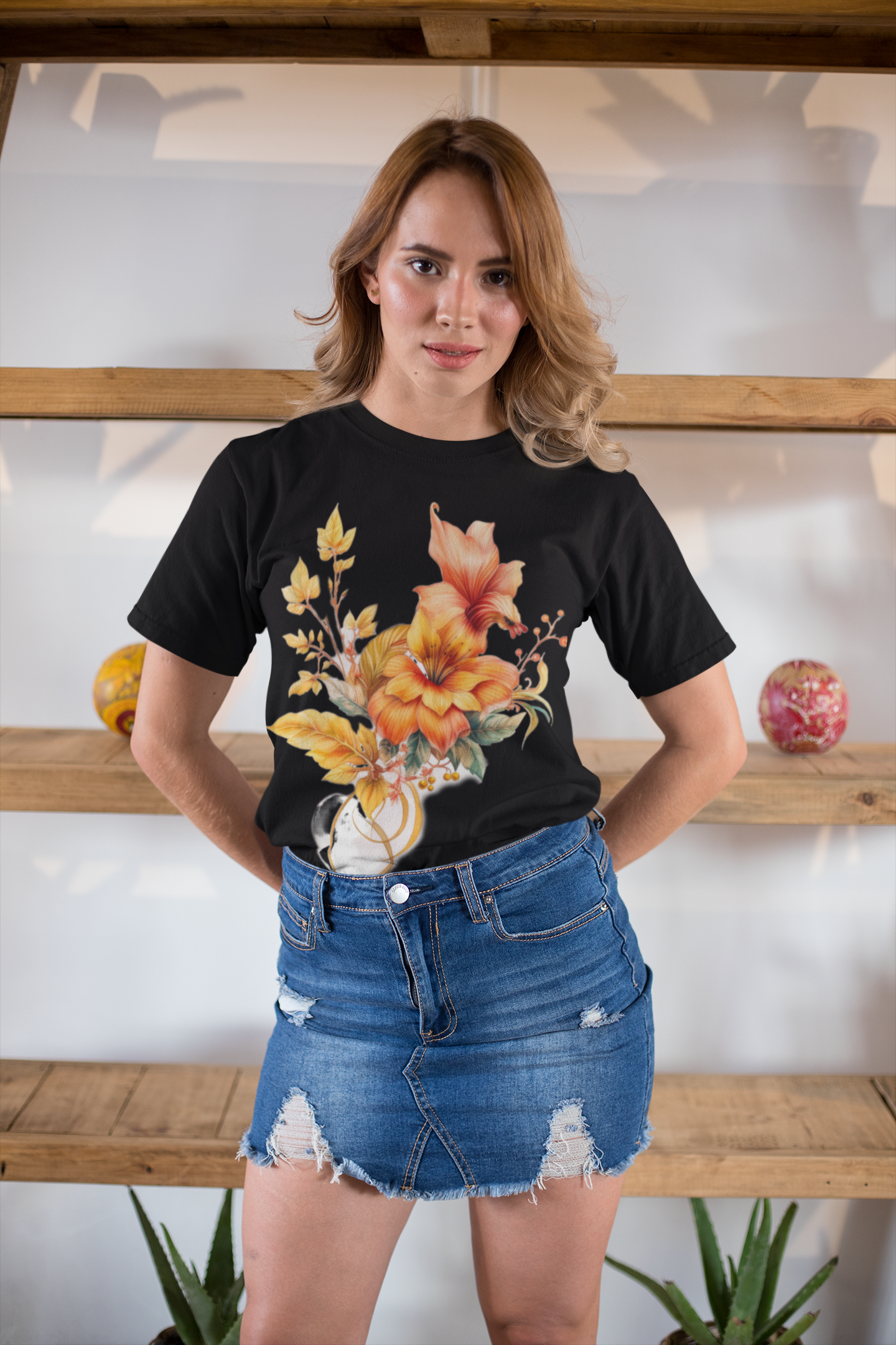 Tropical Orange Floral Tshirt