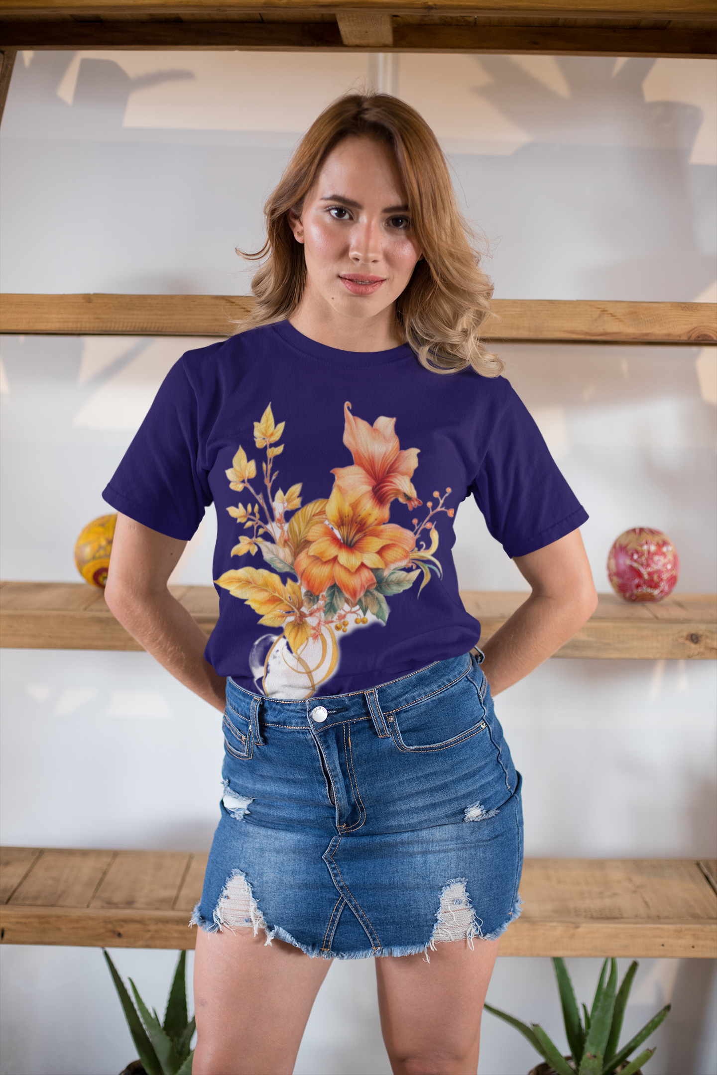 Tropical Orange Floral Tshirt