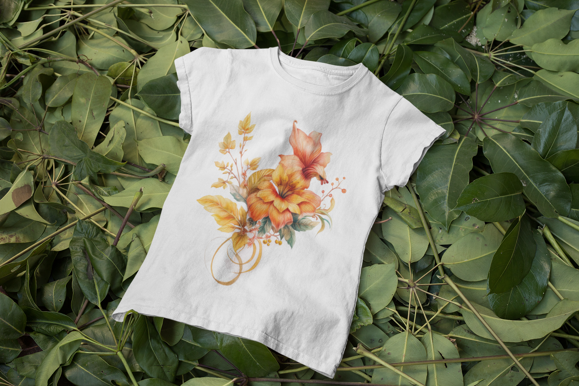 Tropical Orange Floral Tshirt